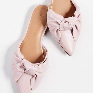 Rebecca Minkoff Pink Leather Alexis Bow Flat Mules